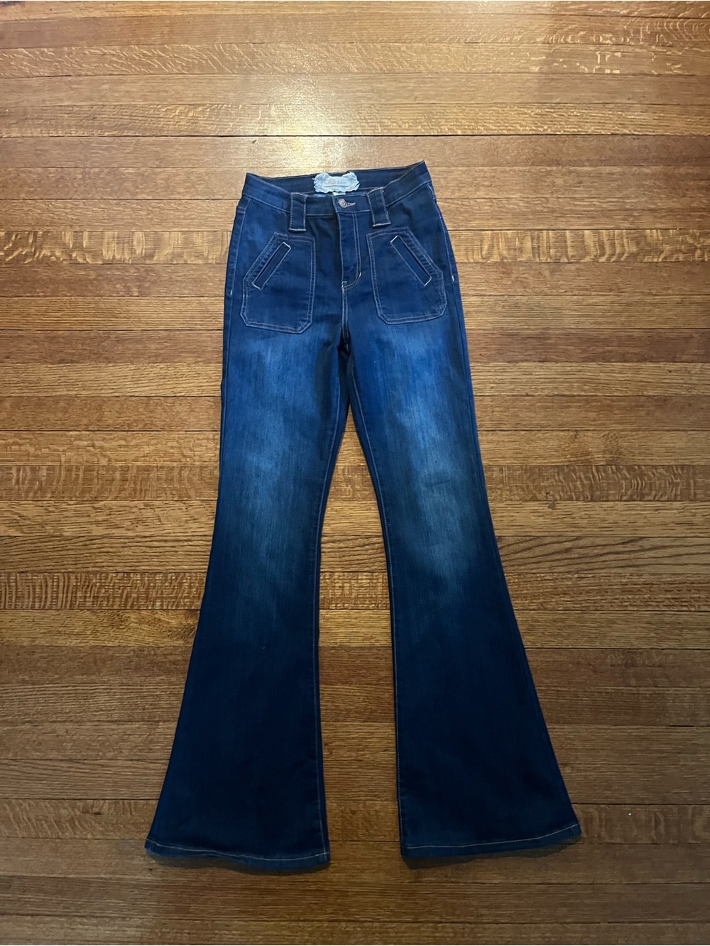 70s Inspired Altar’d State Dark Wash High-Rise Flare Jeans
